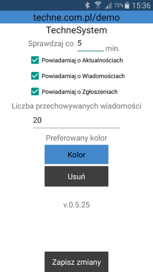 Ustawianie parametrów platformy w TechneMobile